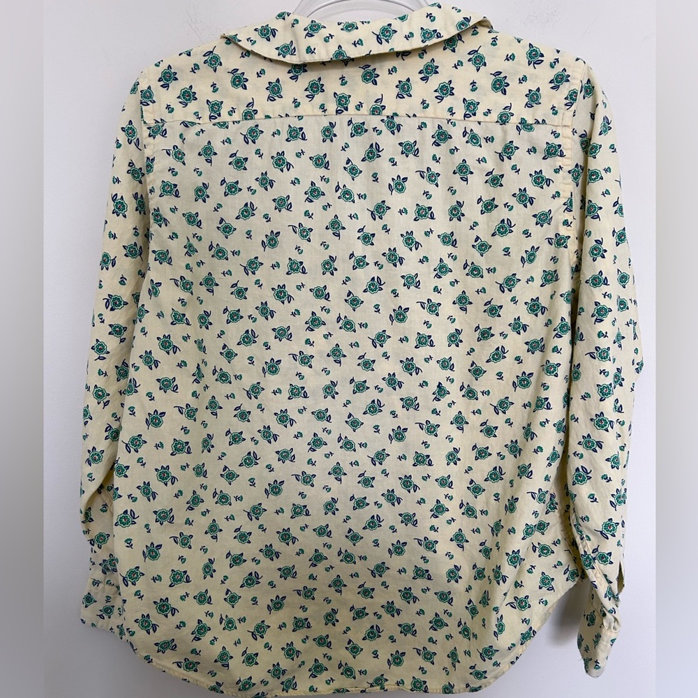 Vintage‎ L.L. Bean Yellow Floral Button Up Shirt Cotton Size 14 Made in USA - Picture 5 of 6